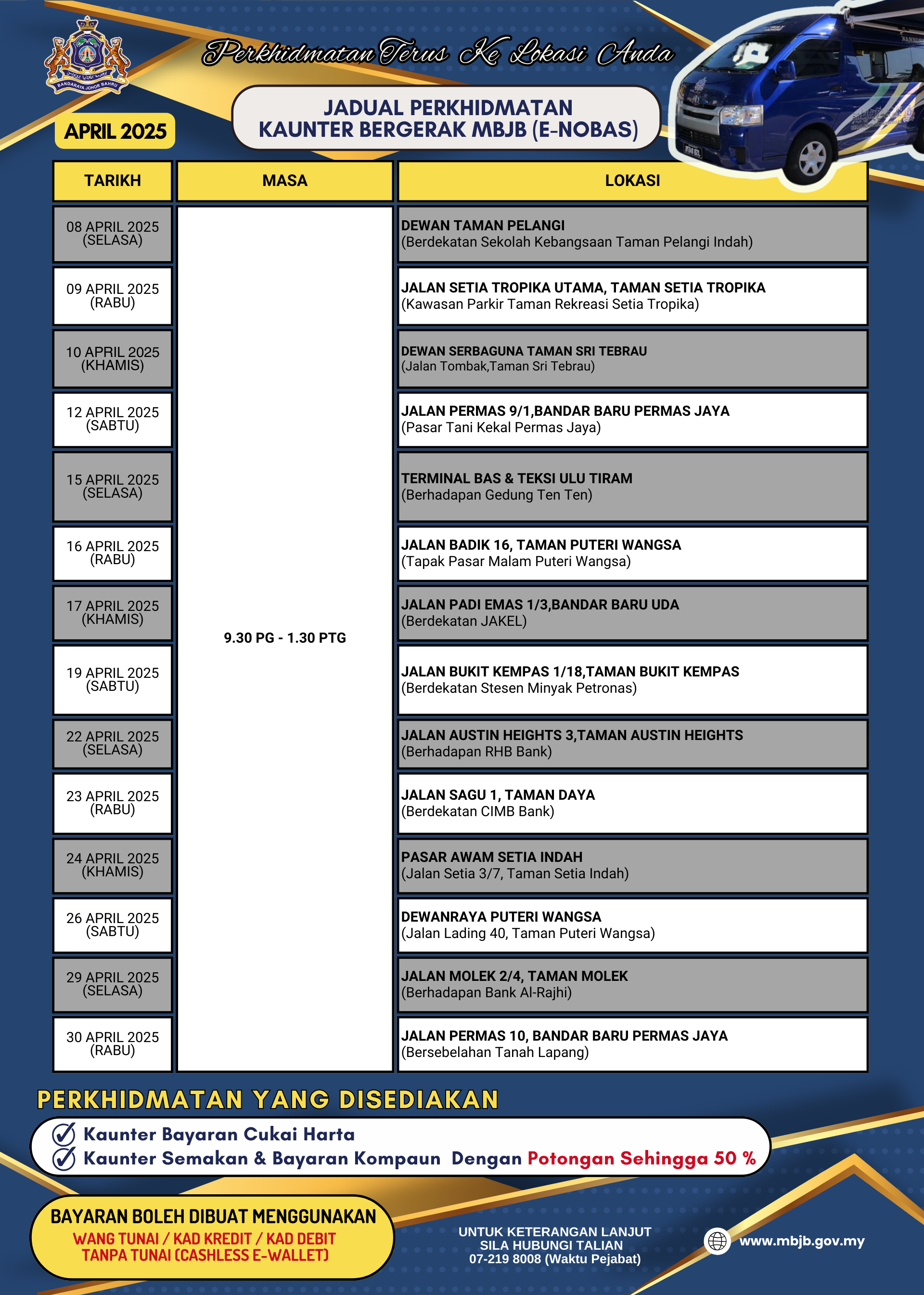 Jadual Perkhidmatan Kaunter Bergerak