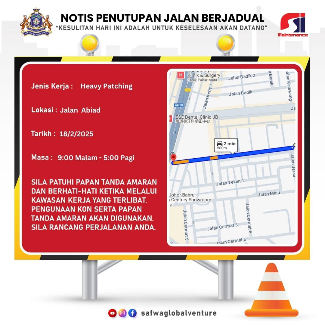 Notis Penutupan Jalan Berjadual