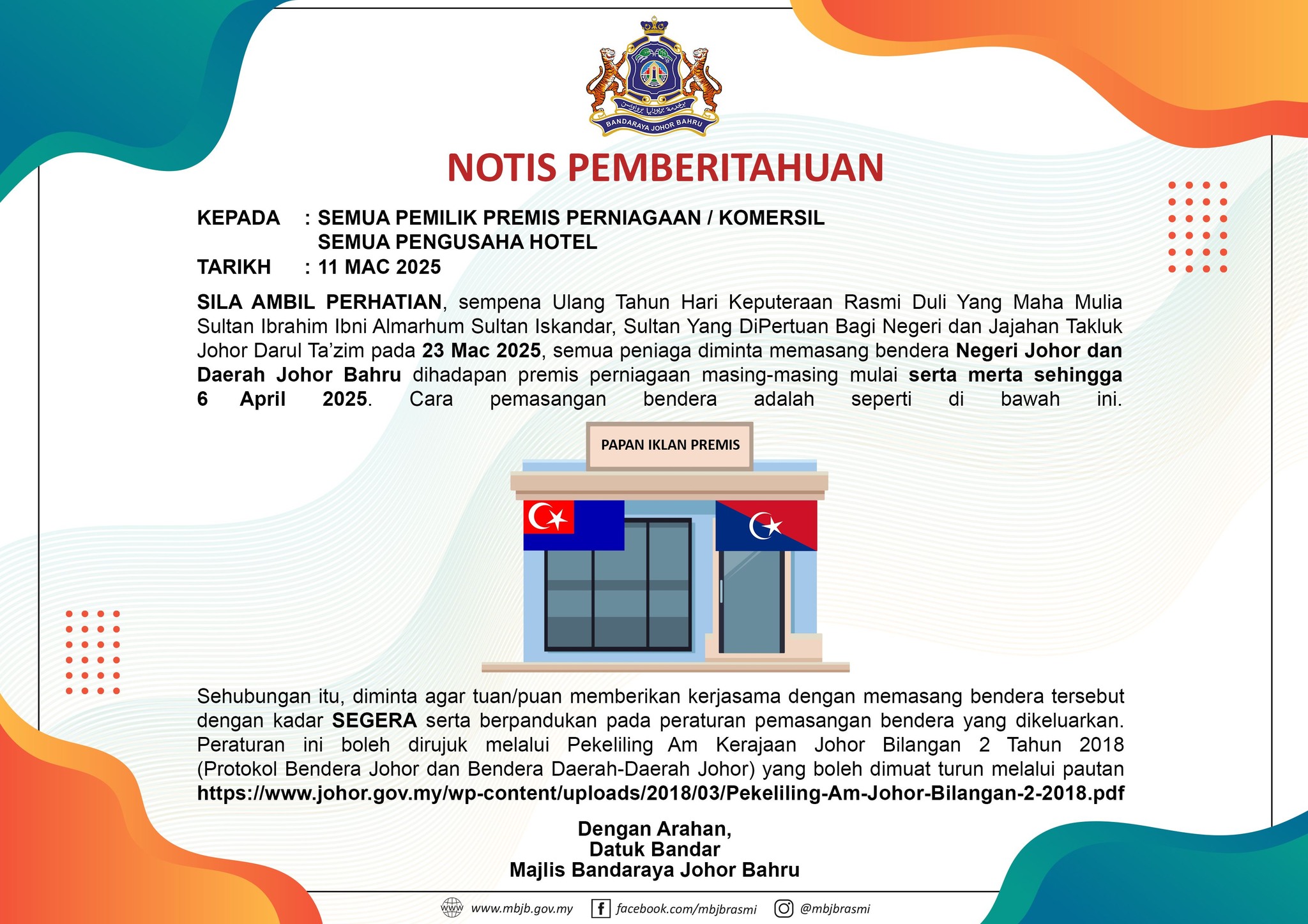 Notis Pemberitahuan Pemasangan Bendera